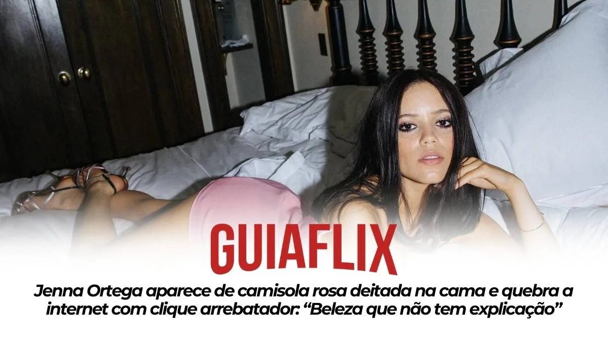 Jenna Ortega aparece de camisola rosa deitada na cama e quebra a internet com clique arrebatador Beleza que nao tem